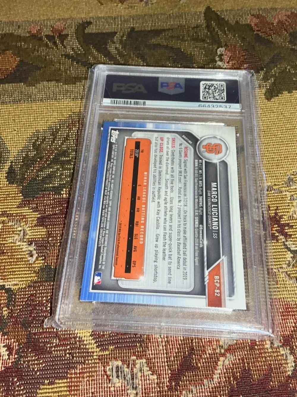 2019 Bowman - Chrome Prospects Giants Marco Luciano #BCP-82 (RC) PSA 10 GEM MINT